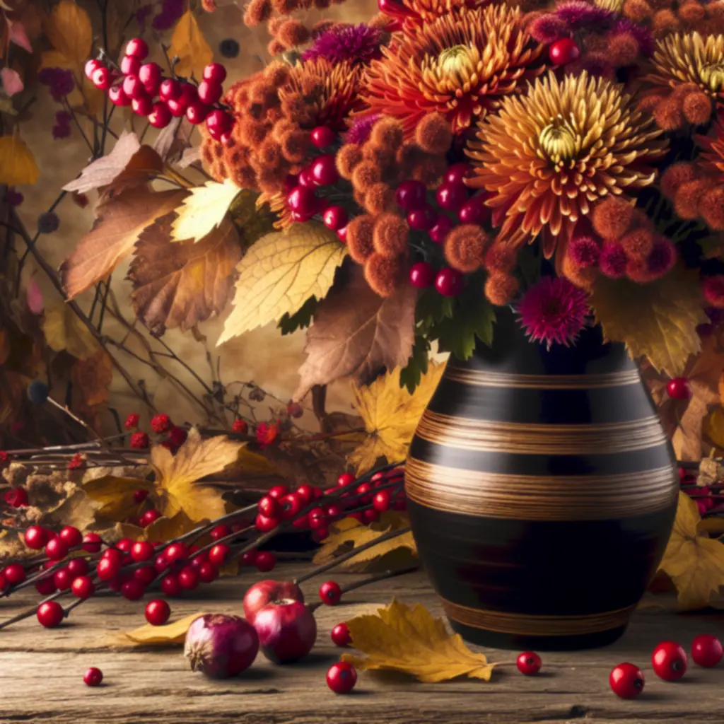 Őszi virágkompozíció gazdag, meleg árnyalatokkal az Urban Flower Boutique kollekciójából